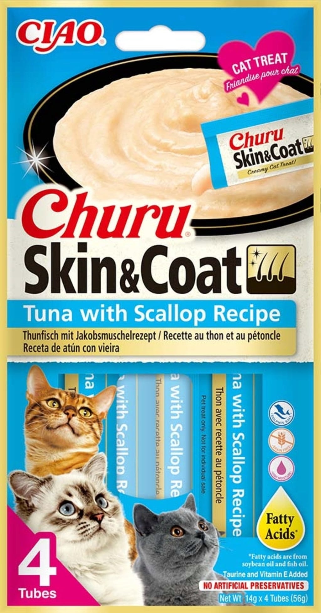 Churu Schleck Snack Skin&Coat 4x14 g - Thunfisch mit Jakobsmuschel