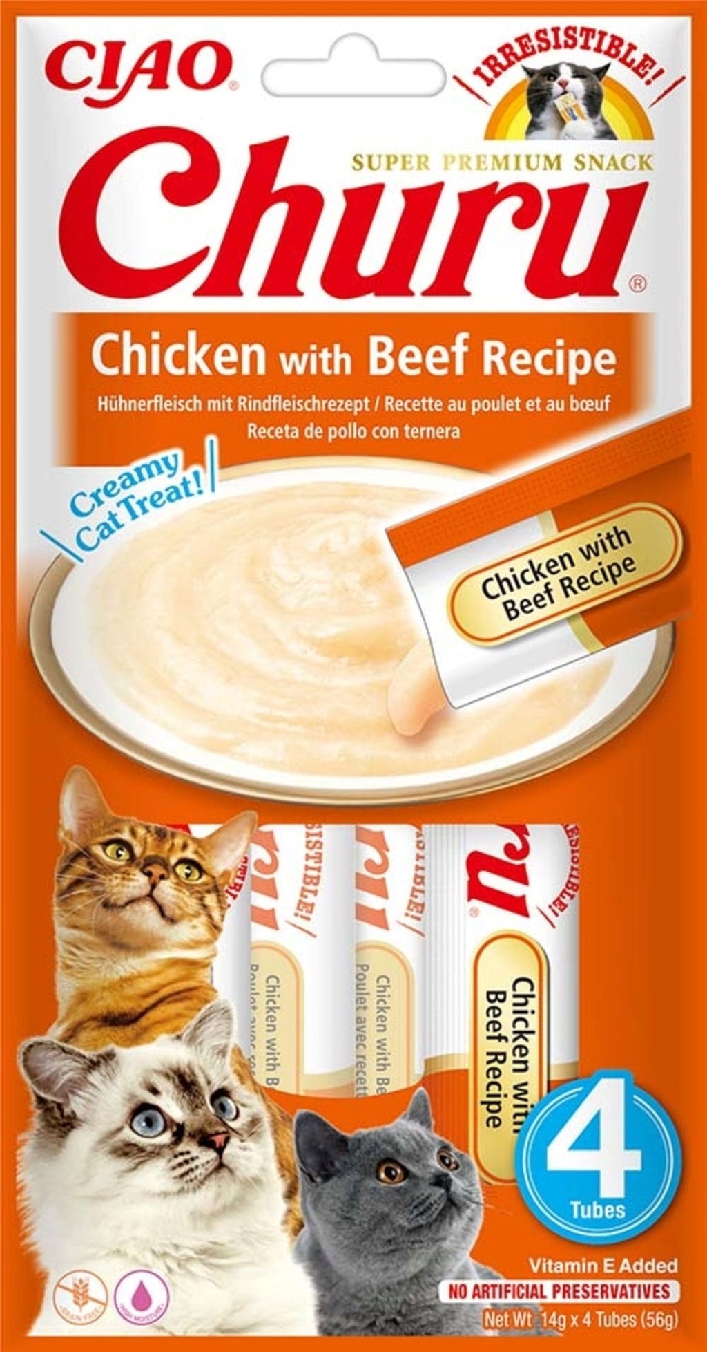 Churu Schleck Snack Huhn 4x14 g - mit Rind