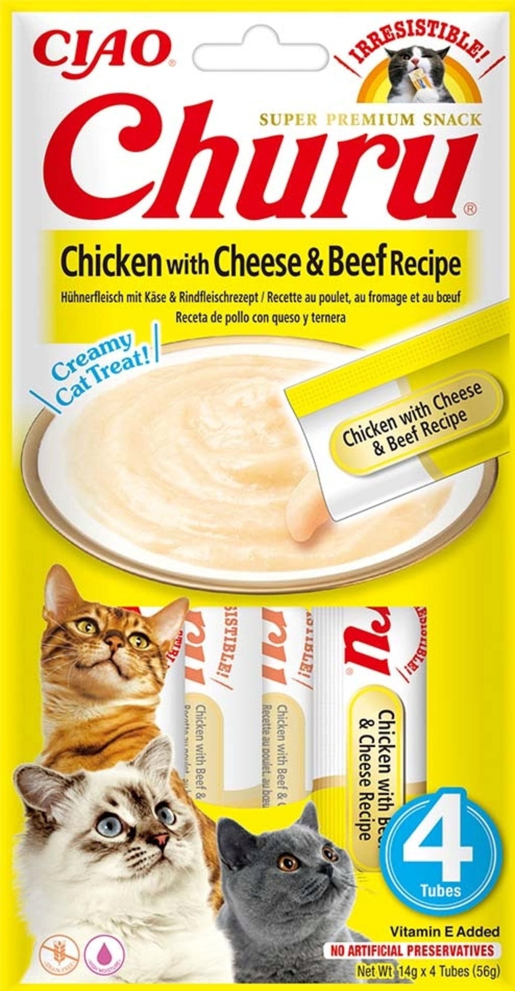 Churu Schleck Snack Huhn 4x14 g - Käse und Rindfleisch