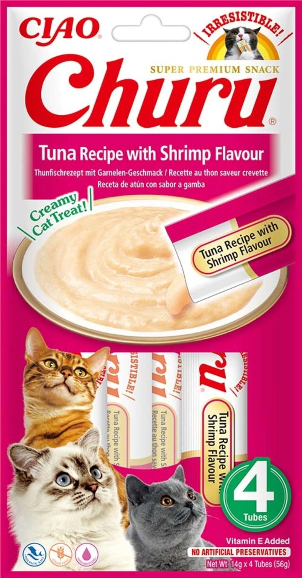 Churu Schleck Snack Thunfisch 4x14 g - mit Garnelen
