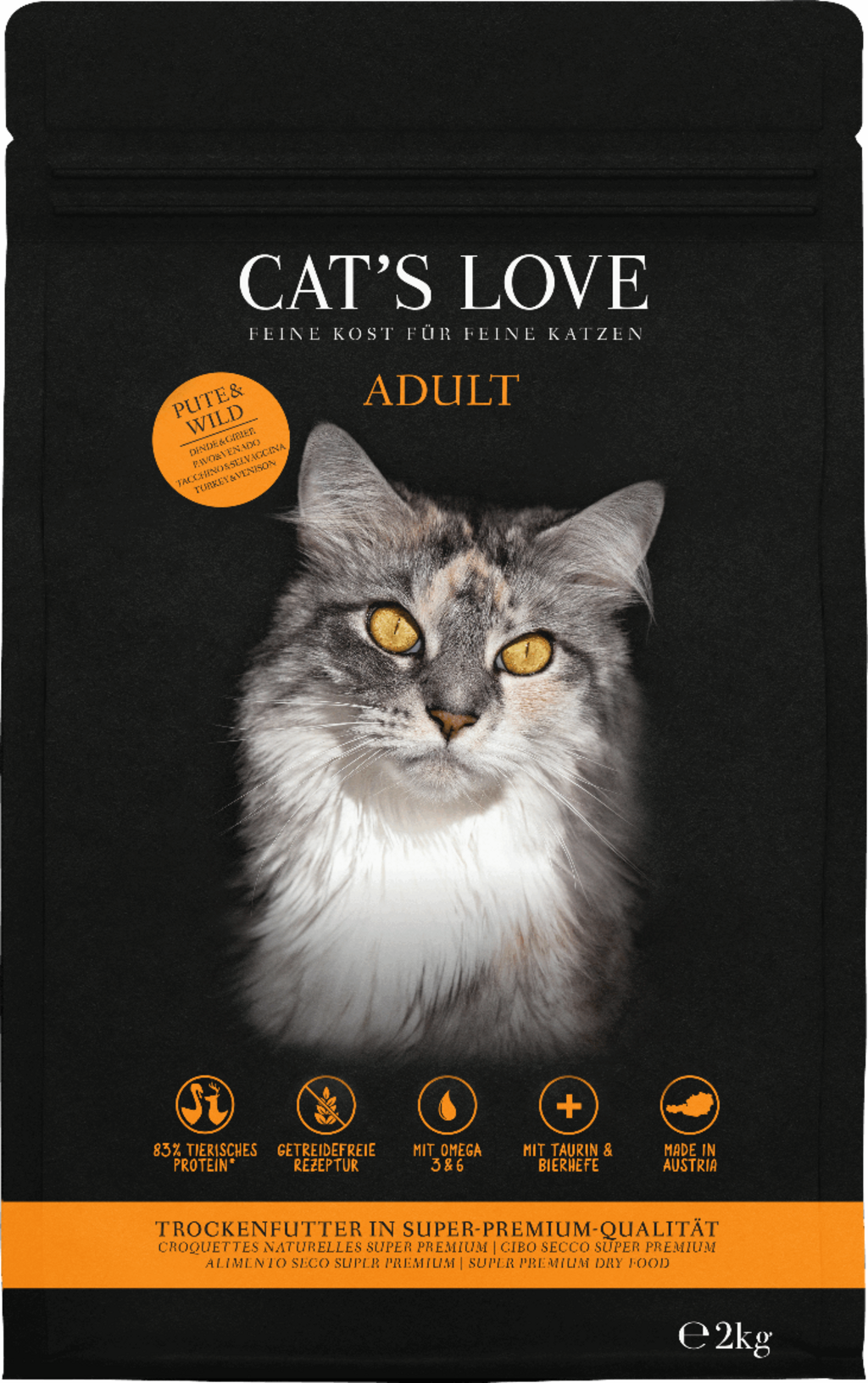 CAT's LOVE Katzen Trockenfutter ADULT PUTE & WILD - 2 kg