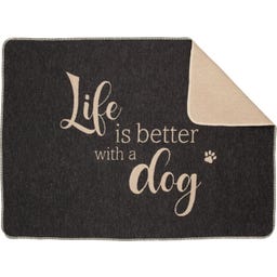 Haustierdecke, klein - Life is better with a dog - anthrazit