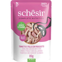 Schesir Cibo Umido in Busta da 85 g - Tonnetto e Pollo con Prosciutto