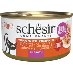 Schesir Nourriture Humide avec Bouillon - Thon et Kürbis