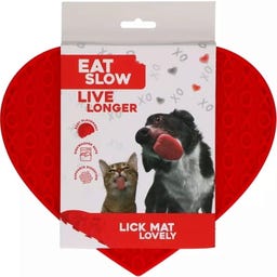 Eat Slow Live Longer Lick Mat Lovely Heart - Red