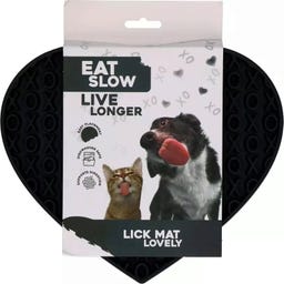 Eat Slow Live Longer Lick Mat Lovely Heart - Grey