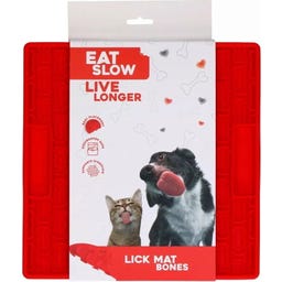 Eat Slow Tapis de Léchage Live Longer Bones - Rouge