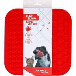 Eat Slow Live Longer - Tapis à Lécher Duo L - Rouge