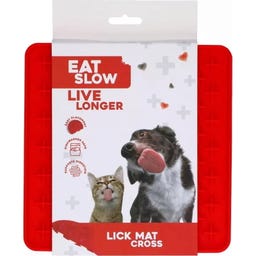Eat Slow Live Longer Lick Mat Cross - Red