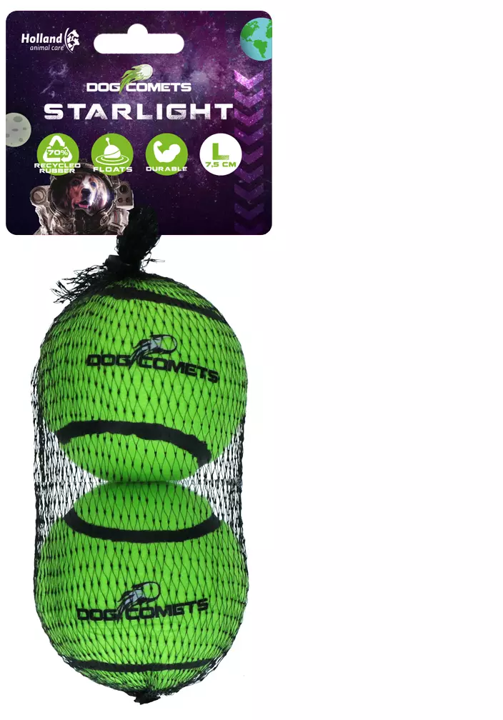 Dog Comets Starlight Tennisball Grün - L (2er Pack)
