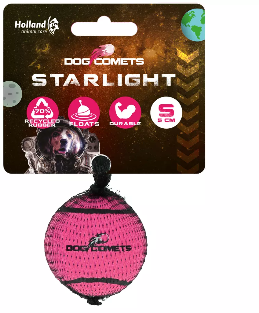 Dog Comets Starlight Tennisball Rosa - S