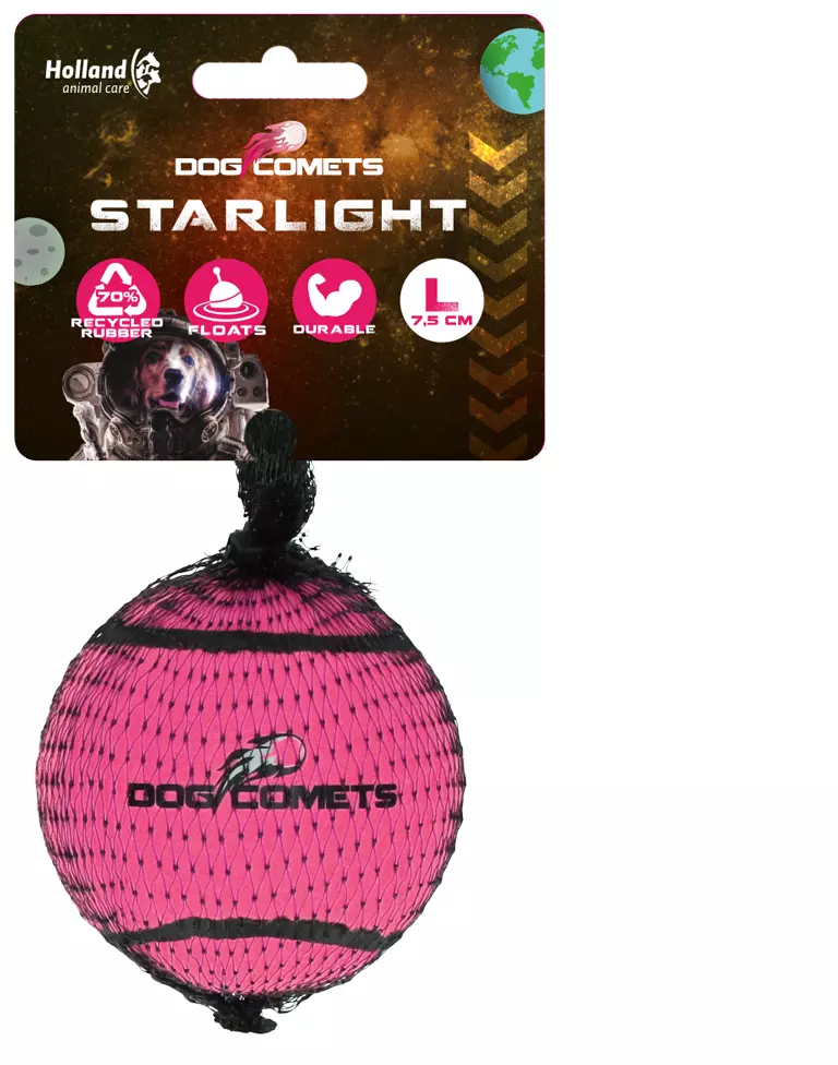 Dog Comets Starlight Tennisball Rosa - L
