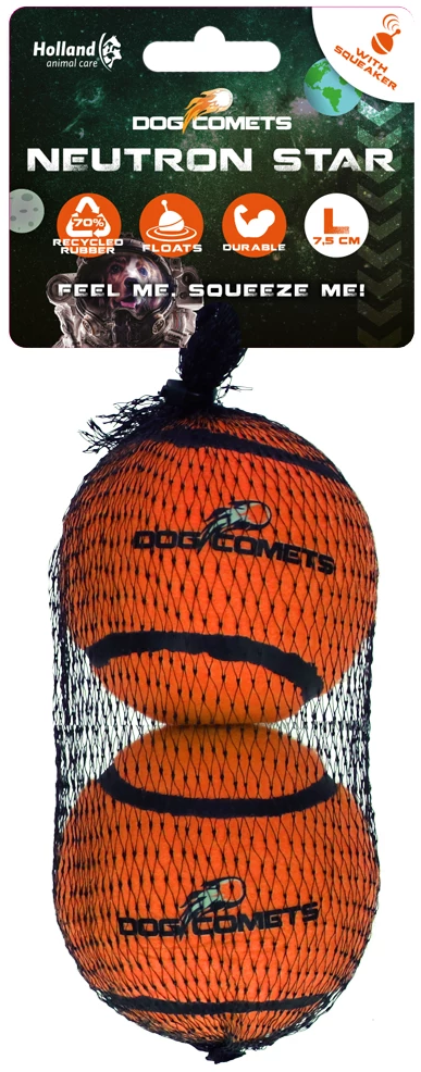Dog Comets Neutron Star Tennisball mit Quietscher Orange - L (2er Pack)