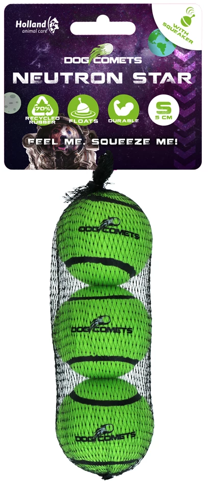Dog Comets Neutron Star Tennisball mit Quietscher Grün - S (3er Pack)