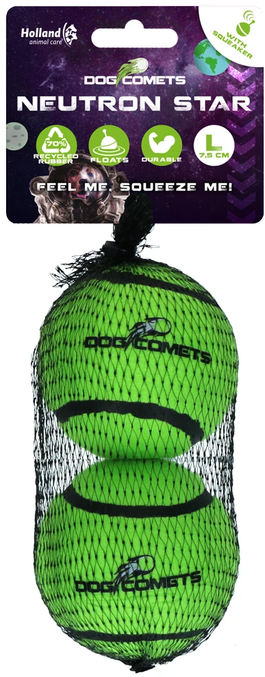 Dog Comets Neutron Star Tennisball mit Quietscher Grün - L (2er Pack)