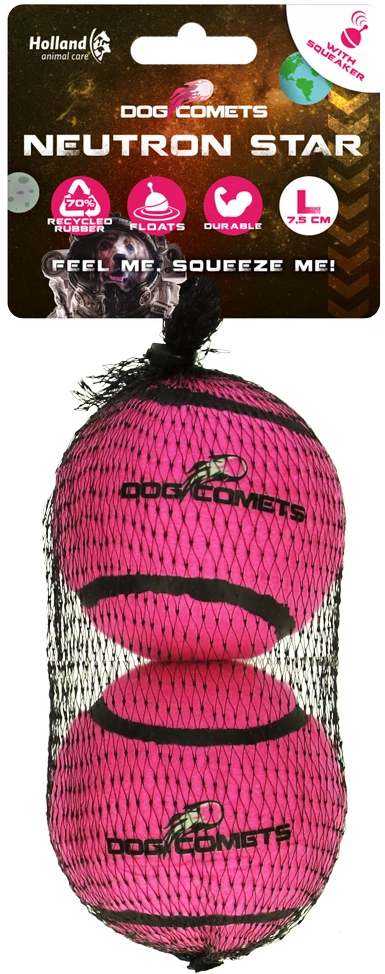 Dog Comets Neutron Star Tennisball mit Quietscher Rosa - L (2er Pack)