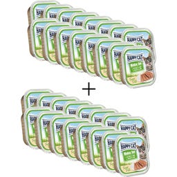 Happy Cat Pâtée Minkas DuoPaté Volaille et Agneau - 16 +16 Gratuit