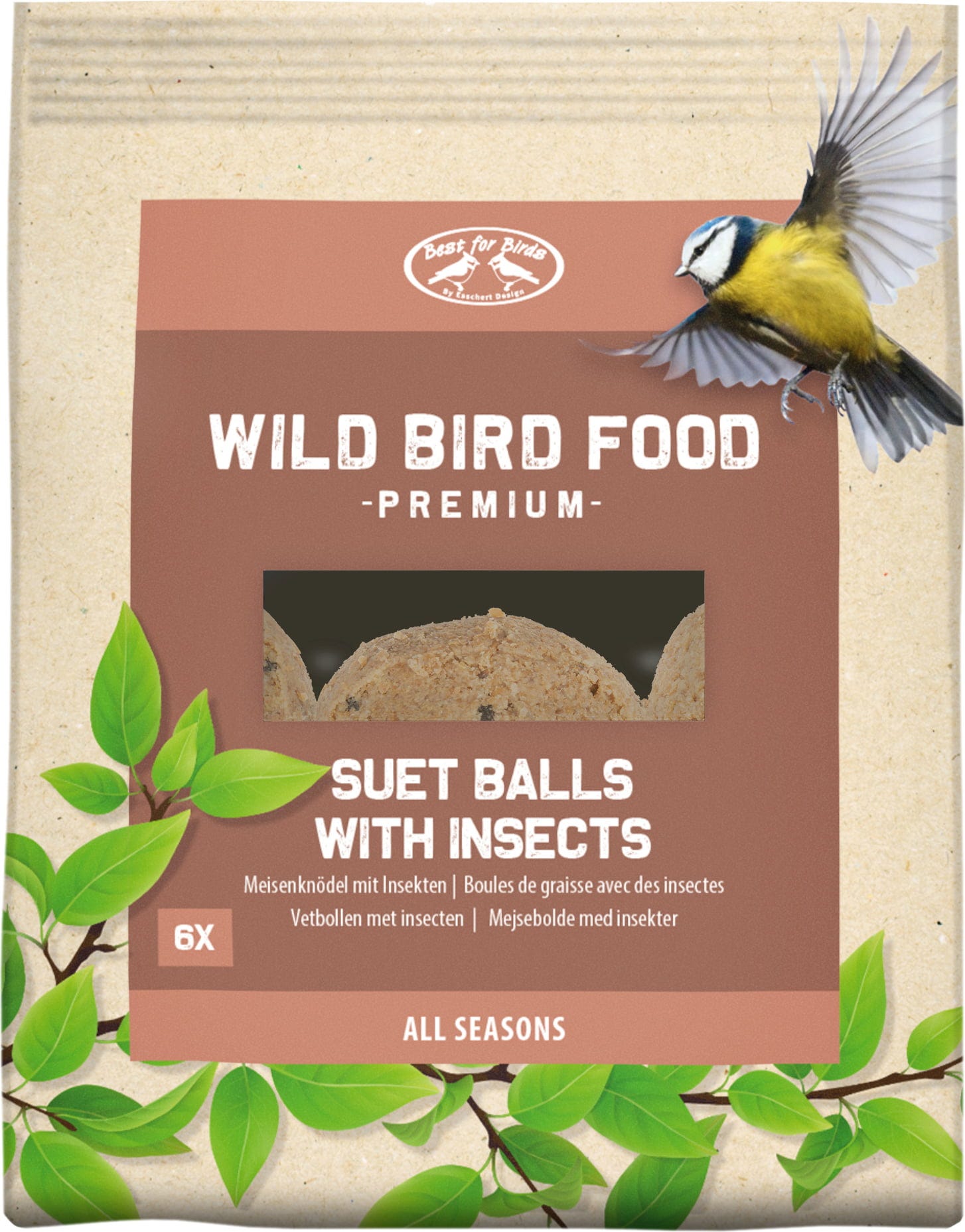 Esschert Design Meisenknödel mit Insekten - 6 Stück