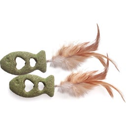 Gioco Dentale per Gatti - Pesciolini con Piume, Set di 2 Pezzi - 1 set