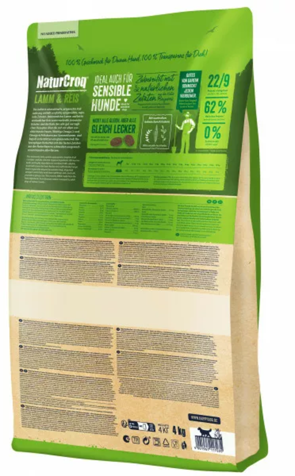 Happy Dog Trockenfutter NaturCroq Lamm und Reis - 4 kg