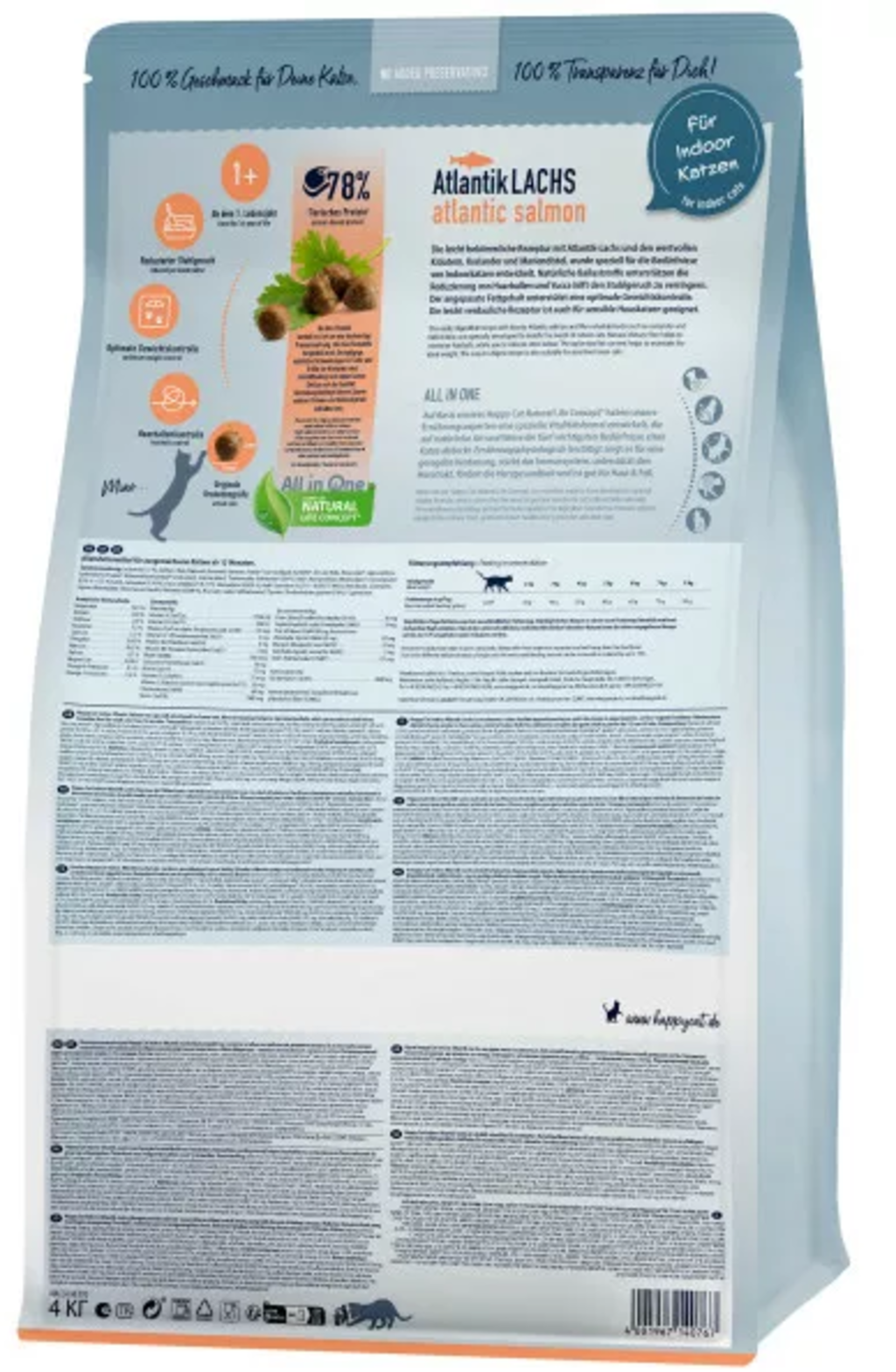 Happy Cat Trockenfutter Indoor Atlantik Lachs - 1,3 kg