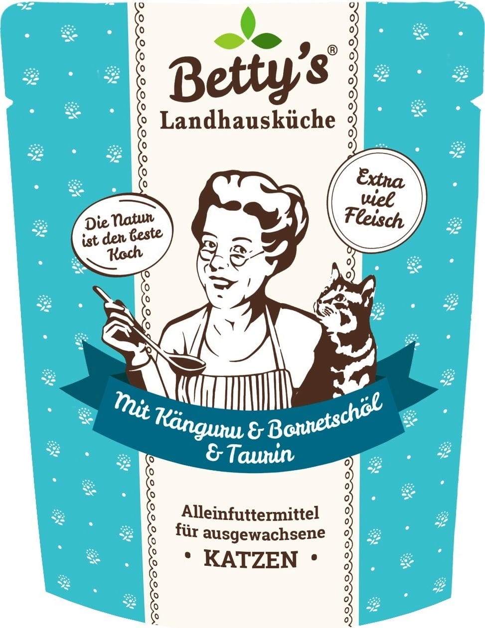 Betty's Landhausküche Frischebeutel Katze Adult Känguru mit Borretschöl - 250 g