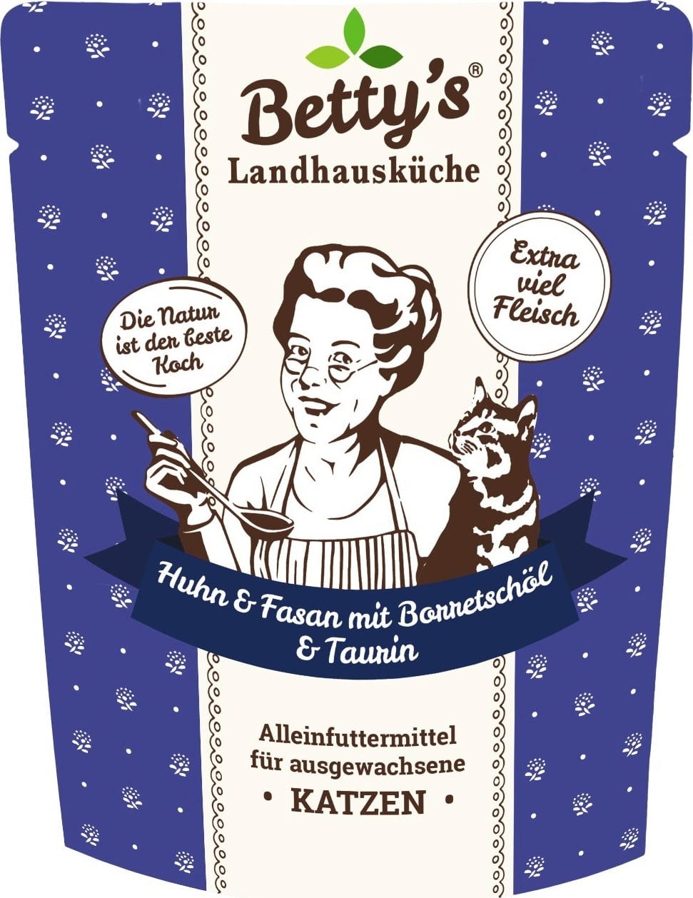 Betty's Landhausküche Frischebeutel Katze Adult Huhn & Fasan mit Borretschöl - 250 g
