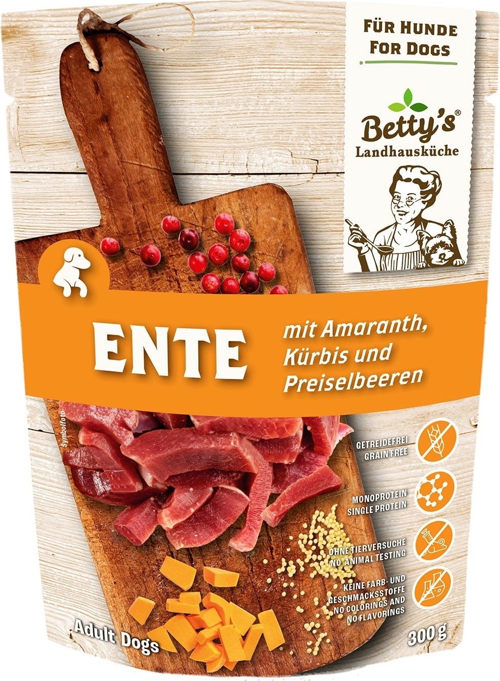 Betty's Landhausküche Hund Frischebeutel Ente mit Amaranth - 300 g