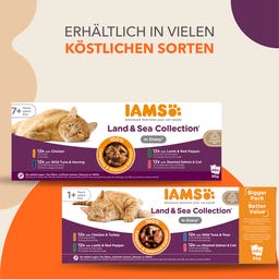 Nassfutter Land- & Meereskollektion in Sauce für Katzen ab 7 Jahren - 48x85g