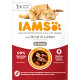 Nassfutter f&uuml;r Katzen ab 1 Jahr mit Rind und Leber in Sauce