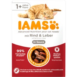 Nassfutter für Katzen ab 1 Jahr mit Rind und Leber in Sauce - 85 g
