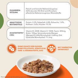 Nassfutter für Katzen ab 1 Jahr mit Rind und Leber in Sauce - 85 g