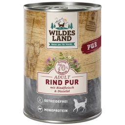 Wildes Land Hundenassfutter Rind PUR mit Distelöl - 400 g