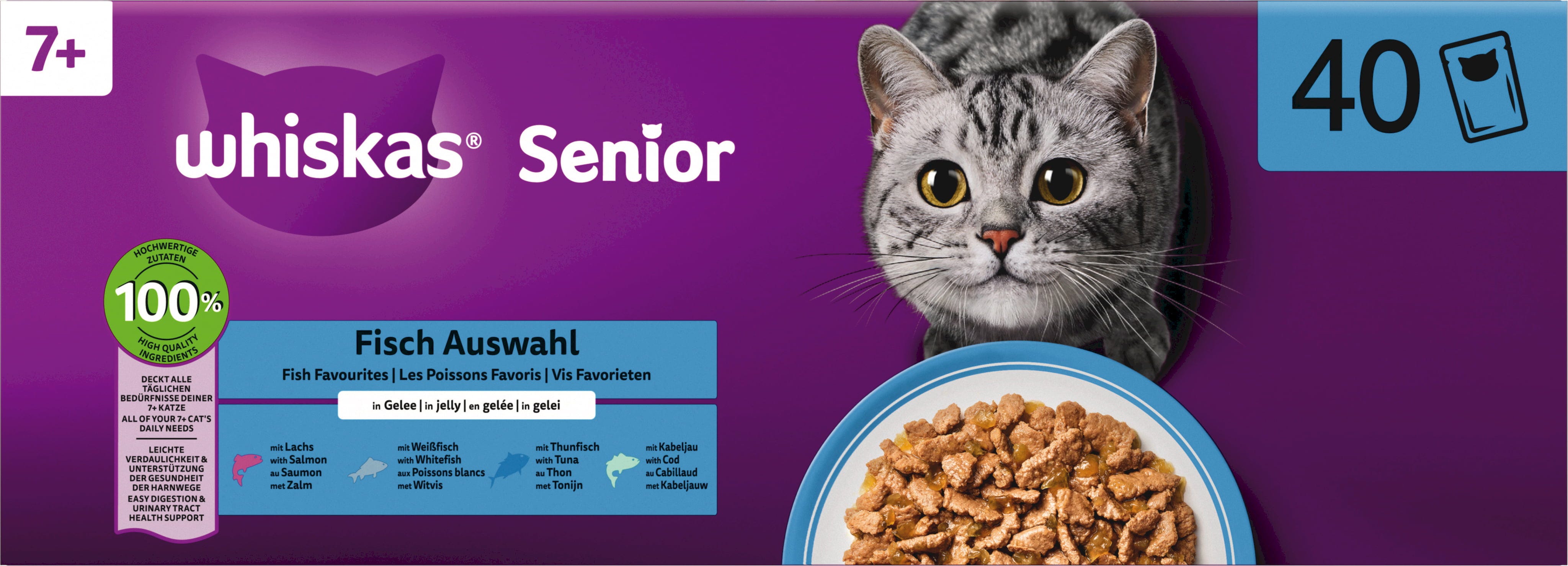 Whiskas Megapack 40x85g Fisch Auswahl in Gelee 7+ - 3.400 g