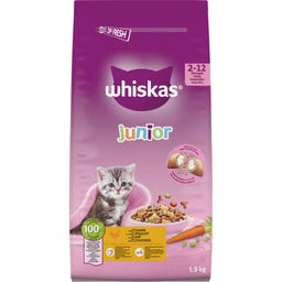 Whiskas Suché krmivo s kuracím mäsom Junior - 1 900 g
