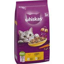 Whiskas Suché s kuracím mäsom 1+ - 3,80 kg