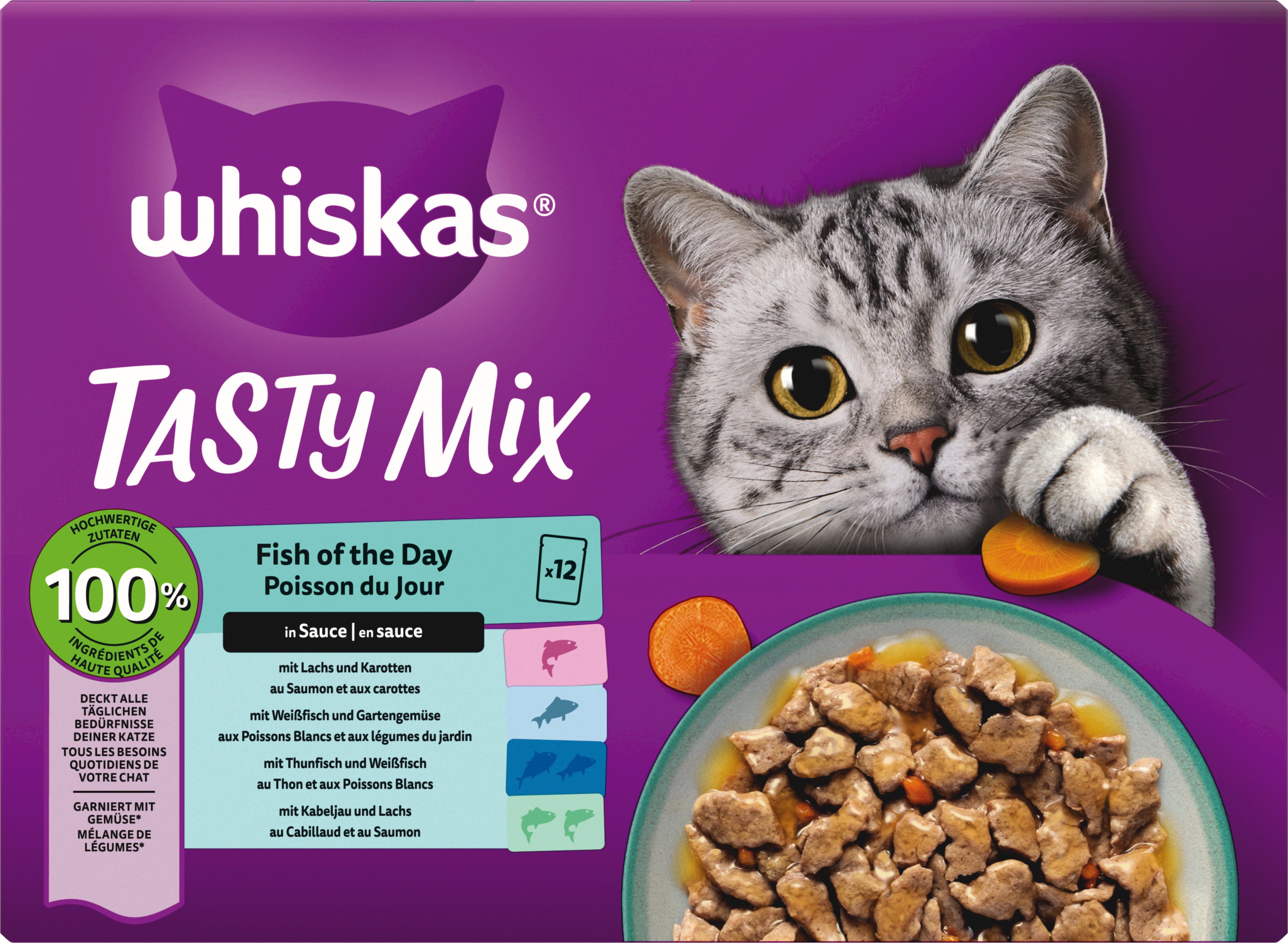 Whiskas Multipack 12x85g Tasty Mix Fish of the Day in Sauce - 1.020 g