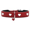 Hunter Love - Collare in Vacchetta, Rosso/Nero - XS (32)